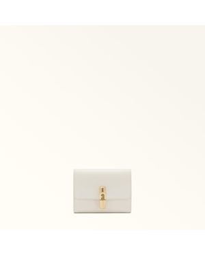 Furla Iride Compact Wallet Panna Textured Leather - White