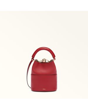 Furla Sfera Borsa Mini Lacca Pelle Di Vitello Doppia Napoli Donna - Rosso
