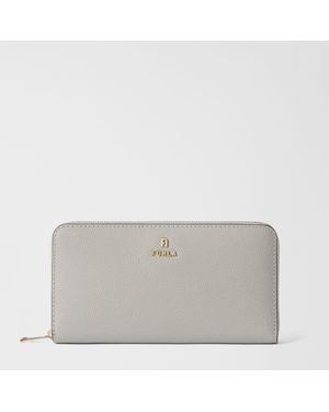 Furla Camelia Zip Around Stone+Cremino Int. Textured Leather - Grey