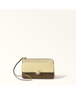Furla Sfera Porta Carte Di Credito Cremino Pelle Di Vitello A Blocchi Di Colore Sydney Donna - Neutro