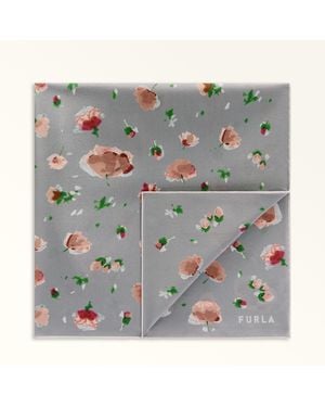Furla Daisy Schal Cenere+Soil+Nero Crêpe-Satin Mit Blumen-Print Damen - Grau