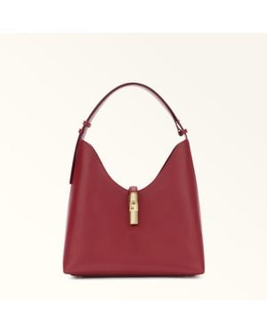 Furla Goccia Shoulder Bag Ciliegia D Sidney Calf Leather - Red