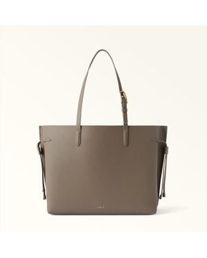 Furla Ava Borsa Shopping Muddy+Rosewood Int. Pelle Di Vitello Pebble Double Donna - Grigio