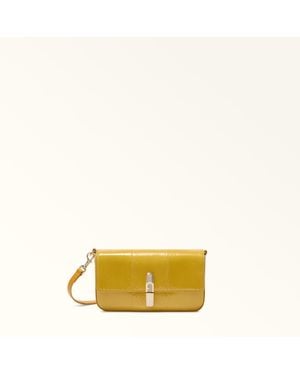 Furla Iride Crossbody Mini Toni Girasole Watersnake Exotic Leather - Yellow