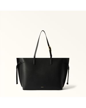 Furla Ava Tote Nero Double Pebble Calf Leather - Black