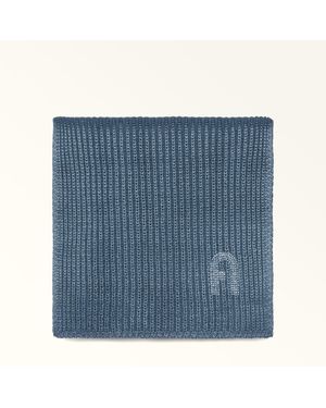 Furla Delizia Scarf Grigio Blu Lurex Wool Blend + Strass - Blue