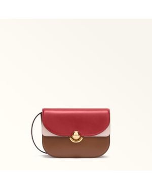 Furla Sfera Crossbody Toni Lacca Roma Soft Calf Leather Colourblock - Red
