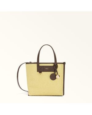 Furla Divide It Tote Toni Freesia Tuscany Woven Colourblock + Soft Calf Leather - Metallic