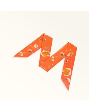 Furla Metropolis Bandeau Toni Paprika Twill Di Seta Con Stampa Fiori Leggeri Donna - Arancione