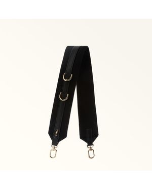 Furla Fiona Shoulder Strap Toni Nero Ribbon Fabric + Sidney Calf Leather - Black