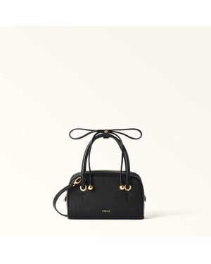Furla Poppy Dome Nero Diamond Grained Leather + Sidney Calf Leather - Black