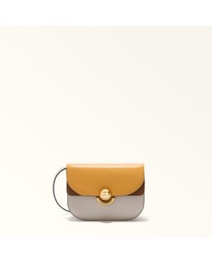 Furla Sfera Borsa A Tracolla Mini Toni Senape Pelle Di Vitello Morbida Roma Color-Block Donna - Neutro