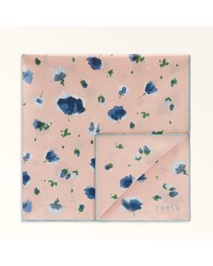 Furla Daisy Schal Toni Denim Crêpe-Satin Mit Blumen-Print Damen - Blau