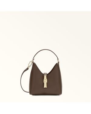 Furla Iride Mini Bag Espresso Textured Leather - Brown
