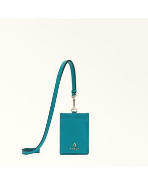Furla Camelia Badge Holder S Amatore Textured Leather - Blue