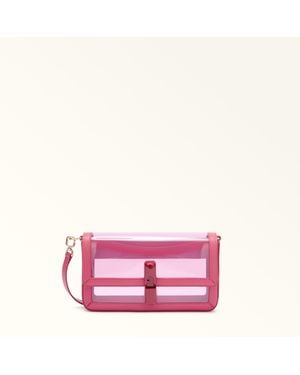 Furla Iride Crossbody Toni Velvet Tpu Fabric + Sidney Calf Leather - Pink