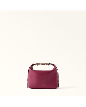 Furla Tonie Shoulder Bag Xl Rododendro Ares Soft Textured Leather - Purple