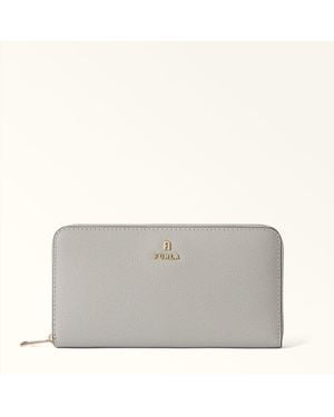 Furla Camelia Zip Around Stone+Cremino Int. Textured Leather - Grey