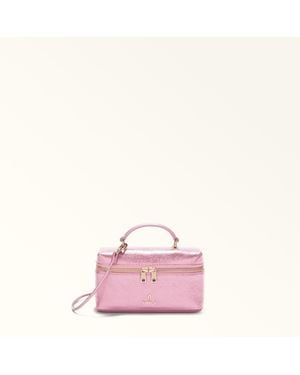 Furla Camelia Mini Bag Sakura Piuma Metal Calf Leather - Pink