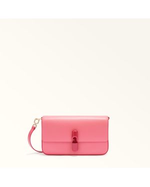 Furla Iride Crossbody Flamingo Textured Leather - Pink