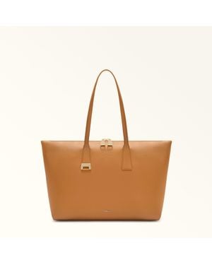 Furla Olivia Tote Tabacco Grained Calf Leather - Brown