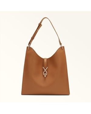 Furla Mianova Borsa A Spalla Brandy Pelle Di Vitello Ferrara Donna - Marrone