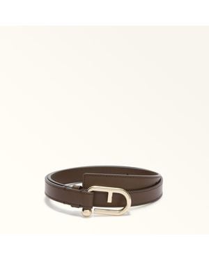 Furla Nuvola Angenähter Gürtel Espresso Claris Lux-Kalbsleder Mit Intarsie Damen - Braun