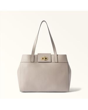 Furla Amelia Borsa Shopping Cachemire Pelle Pieno Fiore Diamond Donna - Grigio