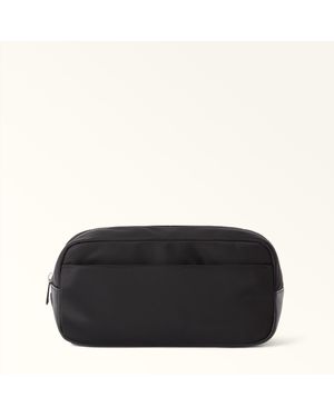 Furla Cosmo Pouch Nero Nylon + Grained Calf Leather - Black