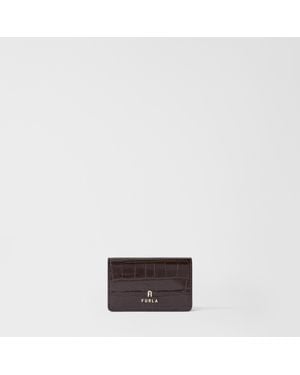 Furla Camelia Porte-Cartes Cioccolato Cuir De Veau À Imprimé Cocco Femme - Marron