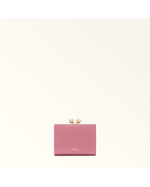 Furla Dots Compact Wallet Blush Sidney Calf Leather - Pink