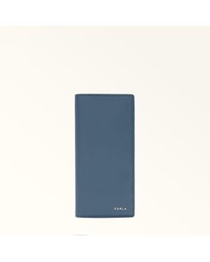 Furla Project Continental Wallet Grigio Blu Milos Textured Calf Leather - Blue