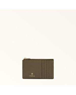 Furla Camelia Porte-Cartes Sage Cuir De Veau Grainé Femme - Vert