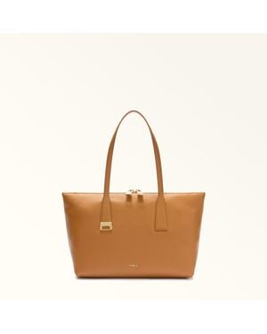 Furla Olivia Tote Tabacco Grained Calf Leather - Brown