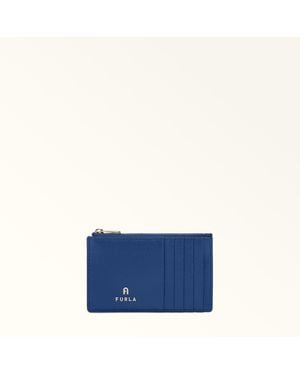 Furla Camelia Card Case Textured Leather - Blue