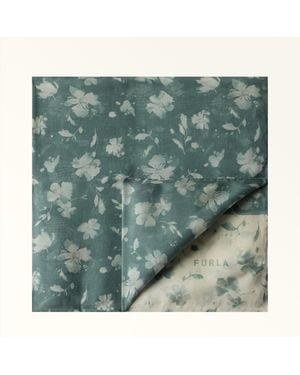 Furla Primavera Stola 70X200 Toni Edera Chiffon Di Seta Con Stampa Floral Dots Donna - Verde