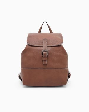 Giorgio Armani Pebbled Leather Backpack - Brown