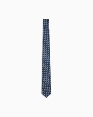 Giorgio Armani Asv Printed Silk Tie - Blue