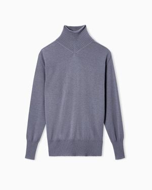Giorgio Armani Neve Cashmere Mock-Neck Sweater - Blue