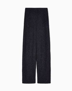 Giorgio Armani Viscose Terrycloth Pants With Metallic Fiber - Blue