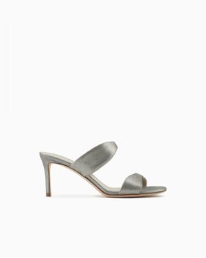 Giorgio Armani Liquid Suede Sandals With Heel - White