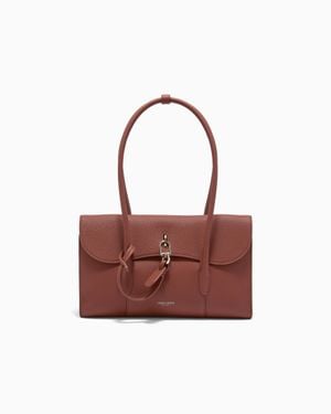 Giorgio Armani Small Pebbled Leather Shoulder Bag - Red