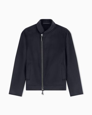 Giorgio Armani Wool Cashmere Blouson With Asymmetrical Zip Closure Icon - Black