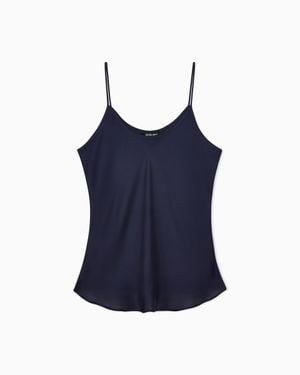 Giorgio Armani Silk Charmeuse Top - Blue