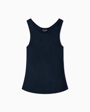 Giorgio Armani Silk Top With A Sleeveless Crew Neck - Black