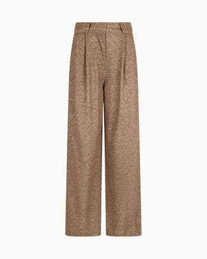 Giorgio Armani Linen Blend Jersey Wide Pants - Natural