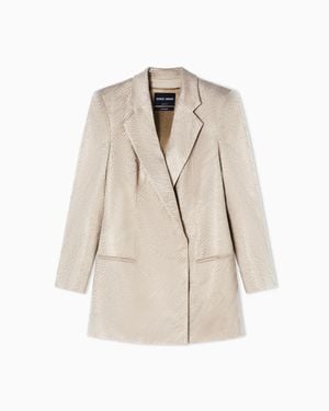 Giorgio Armani Single-Breasted Silk Jacket With Rhinestone Embroidery - Natural