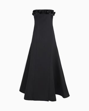 Giorgio Armani Silk Bustier Long Dress With Rhinestone Embroidery - Black