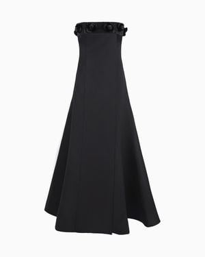 Giorgio Armani Silk Bustier Long Dress With Rhinestone Embroidery - Black