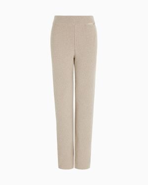 Giorgio Armani Neve Ribbed Cashmere Pants - Natural